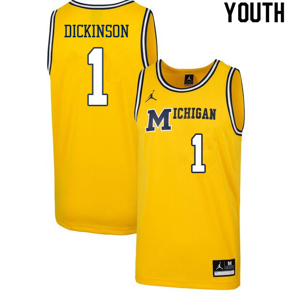 Youth #1 Hunter Dickinson Michigan Wolverines College Basketball Jerseys Sale-Retro - Click Image to Close